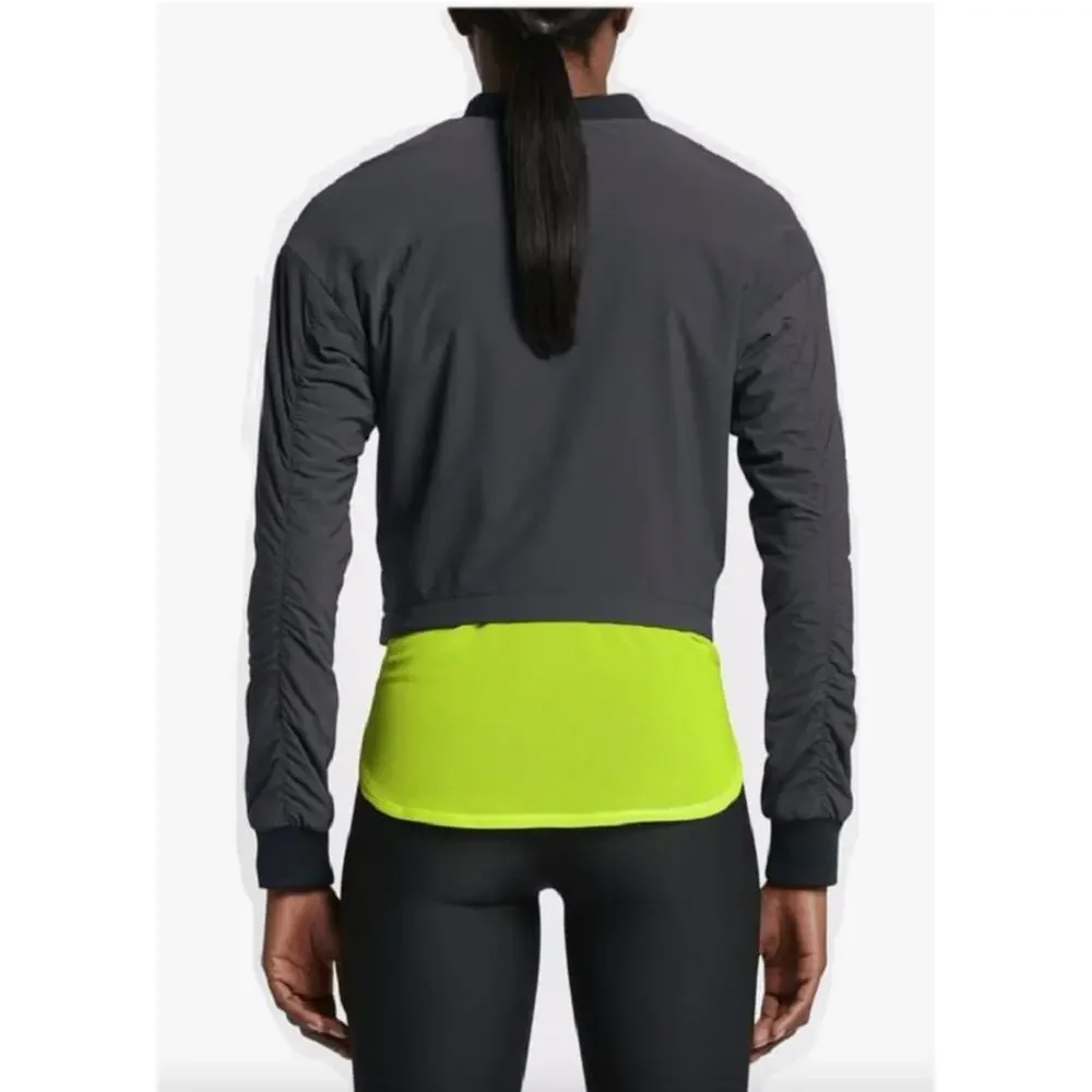 NIKE AeroLayer Gray Black M Training Bomber Jacket Nylon Long Sleeve Full Zip